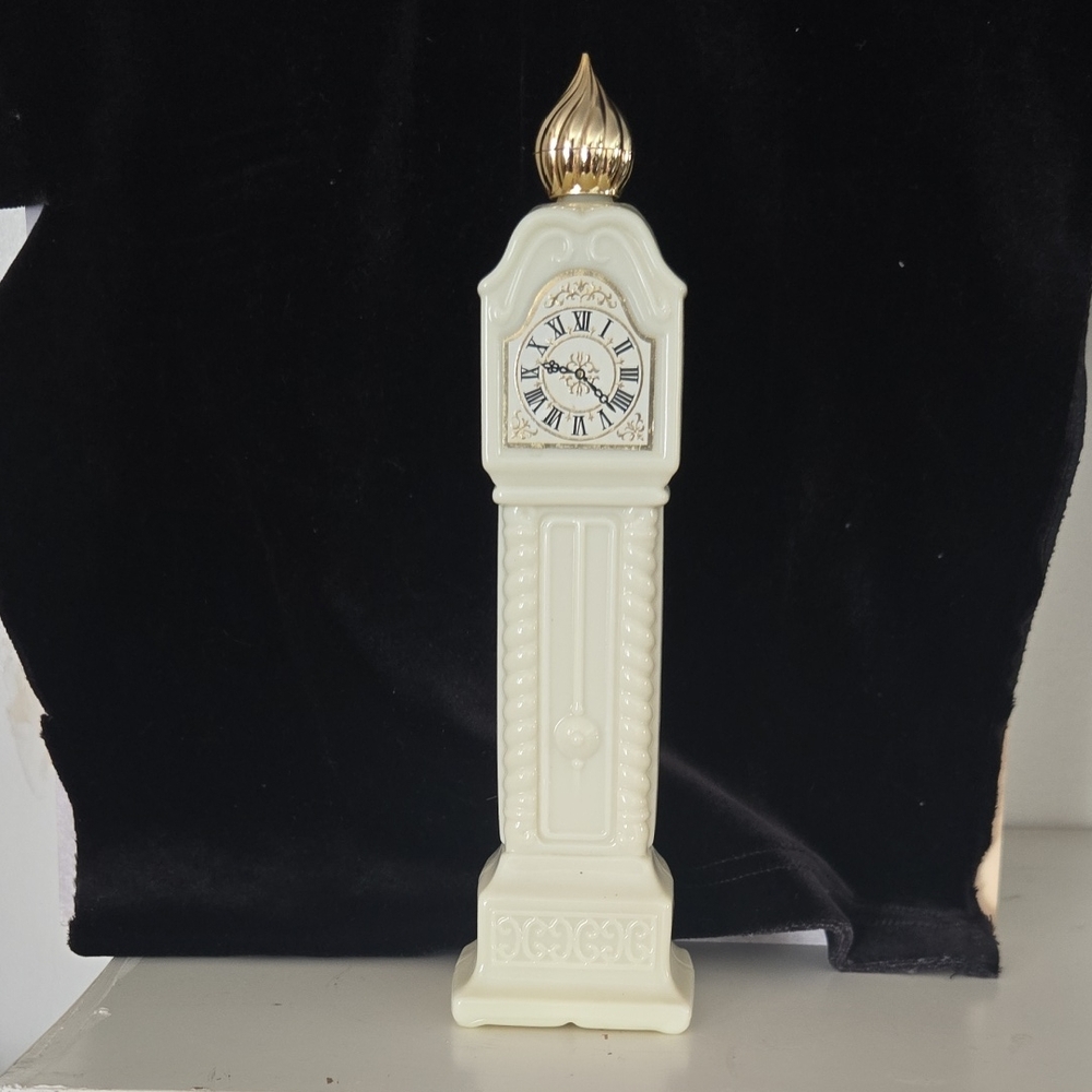 Vintage Collectible Avon Ivory Milk Glass HOURS Grandfather Clock Empty